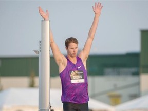 Derek Drouin won the gold in the men’s high jump at the 2015 Canadian Track and Field Championships at Foote Field in Edmonton.