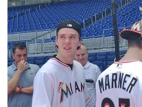 NHL draft prospect Connor McDavid checks out the Miami Marlins Major League ballpark on June 24, 2015, in advance of Friday’s NHL draft.