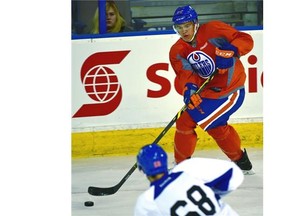 Edmonton Oiler prospect Ethan Bear (74) on ice during the orientation camp at Rexall Place.