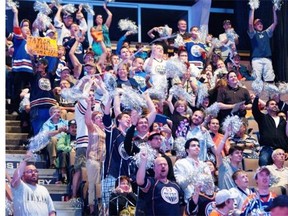 Fans celebrate at Rexall Place as the Edmonton Oilers pick Taylor Hall first overall in the 2010 draft. The Oilers, expected to take Connor McDavid first overall this year, plan a similar party June 26 when the draft is televised.