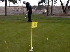 Golf pro Landon Hargreaves from the Edmonton Country Club. The club resodded nine collars, approaches and green-side surrounds by stripping out the poa grass and replacing it with Bluegrass this spring.