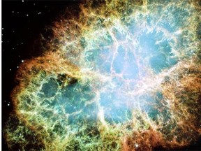 An image of the Crab Nebula, taken by the Hubble space telescope, which marks its 25th anniversary in 2015.