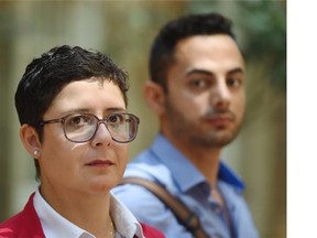 International graduate U of A students Marcella Cassiano, foreground, and Aryan Karimi say lengthy processing times for study permits are making it hard to travel abroad.