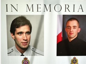 A ceremony was held June 25, 2015 to mark the 25th anniversary of the slaying of Const. Ezio Faraone, left. On June 8, 2015, Constl Daniel Woodall was also killed in the line of duty.