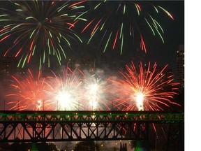 Canada Day fireworks over the High Level Bridge in Edmonton on July 1, 2015.