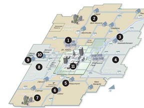 Match the number on the map to the list below for utility and tax rates for Edmonton and municipalities in the capital region.