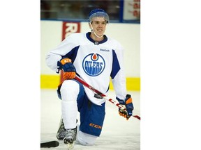 The Oilers have their on-ice session during their 2015 orientation camp for young prospects within the Oilers organization on July 2, 2015.