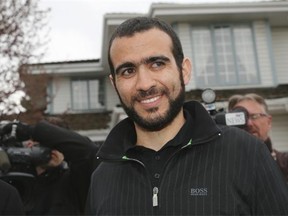 Omar Khadr arrives at the home of his lawyer Dennis Edney after being released on bail in Edmonton on May 7, 2015. He has applied to have his bail restrictions relaxed.