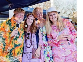 Sea Taubner, centre left, found a purple Woodstock-style dress in her mum’s closet and wore it with beads and a bandanna. She put flowers in hair and  painted a peace sign on her right cheek.