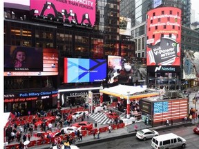 Times Square in New York City ­— not how councillors want Churchill Square to look. (Mike Coppola/Getty Images