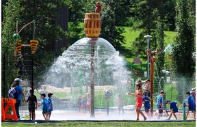 The water spray park in Kinsmen Park.