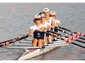 Alberta’s quadruple sculls men’s team, consisting of Erik Hohnstein of Edmonton, Curtis Holloway, Phil Kirker and Nicholas Morrison, earned a silver medal in the rowing competition of the Western Canada Summer Games at Fort McMurray on Aug. 15, 2015.