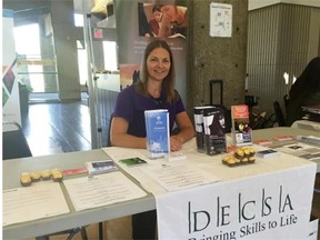 Anne-Marie Lindell of DECSA during a career fair at the Alberta Indigenous Games.