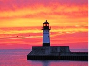 Beautiful, yes, but very cold - Lake Superior in the sunrise. Benoit Gendreau-Berthiaume and his family decided to drive along the shore rather than risk paddling in the freezing waters on their journey to Montreal.