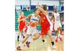 Canada’s Kia Nurse (5) drives into  Chile’s Barbara Cousino (10) during Day 2 of the FIBA Americas Women’s Basketball tournament at Saville Centre in Edmonton on August 10, 2015.