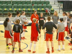 The Canadian women’s basketball squad practices at the Saville Centre on August 2, 2015 in advance of the FIBA Americas Women’s Championship in Edmonton.