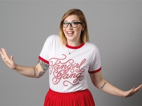 Christina Russo of ShopDiamondCake, a local fashion line that sells boy band-related shirts and gift cards