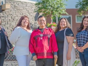 Coty Savard (from left), Marlene Orr, Edward Lavallee, Karen Bruno and Larisa Krieder have worked to organize the Amiskwaciy History Series. The free history sessions aim to tell the stories of aboriginal peoples in their own words and will be taking place at libraries throughout Edmonton on August 18, 2015.