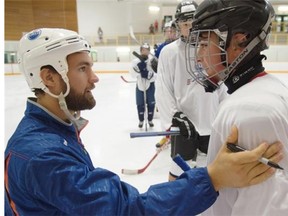 Edmonton Oilers winger Luke Gazdic took part in the Edmonton Oilers Hockey School at Servus Credit Union Place on Tuesday.