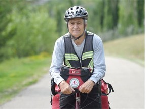 Edmund Aunger on the Trans Canada Trail in Edmonton on Friday Aug. 14, 2015. (photo by John Lucas/Edmonton Journal)