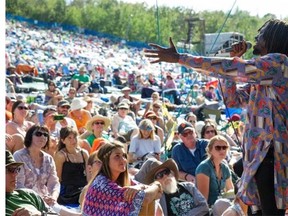 Emmanuel Jal performs at the Edmonton Folk Music Festival in Edmonton. August 8, 2015.