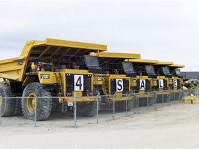 Heavy equipment for sale at a business park, on April 29th, 2015, north of Fort McMurray. Oilpatch companies and the provincial government should use the pause of the economic downturn to innovate, not lay blame.