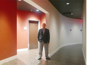 Jordan Majeau, director of operations, Renaissance Hotel at the Edmonton International Airport, inside one of the hotel’s restrooms. The hotel is a finalist in Cintas Canada’s “Best Restroom Competition.” The finalists are determined based on five criteria, including cleanliness, visual appeal, innovation, functionality and unique design elements.