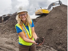 Kirstin Castro-Wunsch, CEO of Cleanit Greenit Composting System Inc., at her compost facility near 205th Street and 111th Ave. in Edmonton on August 17, 2015.