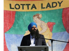 Member of Parliament Tim Uppal at Fort Edmonton Park on July 31, 2015 where he announced a federal government grant in the amount of $500,000 for the park.