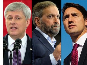 Stephen Harper, Thomas Mulcair and Justin Trudeau.