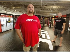 Co-owner Darrell Landry (left) and general manager Victor Valimaki open the first UFC Gym in its Canadian franchise in Sherwood Park. The gym allows people to get fit using training used by mixed martial artists in Sherwood Park.