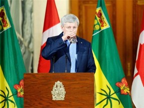 Prime Minister Stephen Harper announced a moratorium on Senate appointments at the Legislative Building in Regina on Friday, July 17.