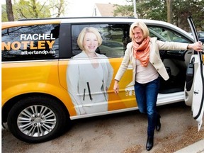 Rachel Notley, shown here during the provincial election campaign, is about to make her national debut. On Tuesday, she’s having breakfast with Quebec Premier Phillipe Couillard. On Wednesday, meets in Goose Bay, Labrador with the leaders of Canada’s First Nations. And on Thursday and Friday, she’s in St. John’s, N.L., for the annual Council of the Federation meeting.