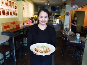 Siriporn Congcar, owner of the Kaengthai Bistro, with a bowl of pad Thai