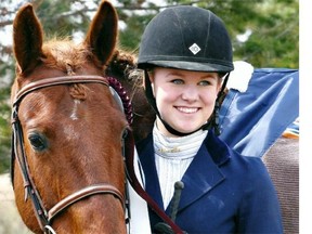 Sonja Burton poses with her Quarter Horse Sabre a few years ago. Burton, a Grade 12 graduate of Harry Ainlay High School and an accomplished equestrian, was killed in a single-vehicle crash Tuesday in Leduc County.