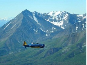 A test flight over Alaska in 2013. The historic plane makes a stop at Villeneuve Airport Monday on its way to Siberia.