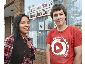 Tyler Frederick and Belinda Tobias are part of an organized group of people at the Native Friendship Centre who will welcome seven people walking from Manitoba to the West Coast to draw attention to murdered and missing people. The seven are expected to arrive Friday night or Saturday morning in Edmonton.