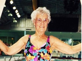 Veteran synchro swimming coach Jean Ross loved the water and swam into her 90s.