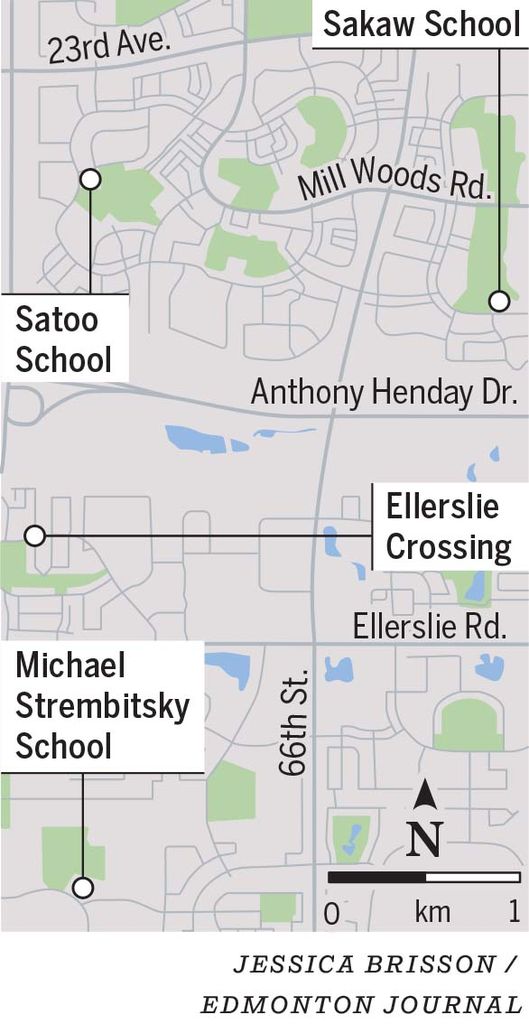 Ellerslie Crossing, Sakaw School and Satoo School.