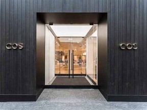 The exterior of the COS boutique in Toronto is seen in this undated handout photo. The London-based brand - short for Collection of Style - recently launched its first Canadian location in Toronto with another slated to open in Montreal on Oct. 9.