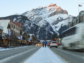 This Dec. 24, 2014 file photo shows Banff's main street, Banff Avenue. The townsite is located in the Rocky Mountain national park.