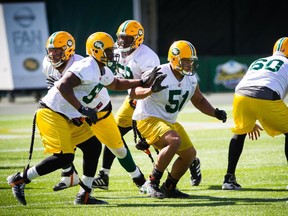 Eddie Steele (51) of the Edmonton Eskimos during practice at Commonwealth Stadium on September 3, 2015.