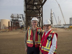 From left, Doug Bertsch, VP Regulatory and Stakeholder Affairs and  Ian MacGregor, president, chief executive and board chairman at North West Upgrading Inc., which is building the $8.5-billion refinery in Sturgeon County, 45 kilometres northeast of Edmonton.