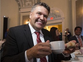 Bob Cummings, Westjet executive vice-president, hosted a high tea at the Fairmont Hotel Macdonald on Sept. 15, 2015 in Edmonton, to announce a new non-stop route from Edmonton to London, UK, beginning in May 2016.