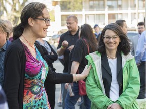 Edmonton's Catholic School board Trustee Patricia Grell, right, spoke out in May 2015 about the district's decision to require a transgendered child to use an all-gender bathroom, as opposed to the girls' washroom.