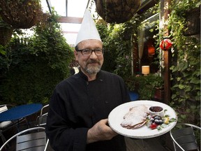 New York Bagel Cafe chef  Stan Aspidow with the Polish crepe, one of the restaurant's brunch favourites.