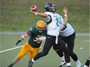 The University of Alberta Golden Bears have to find a way to contain Saskatchewan Huskies quarterback Drew Burko in their home opener on Friday night at Foote Field.