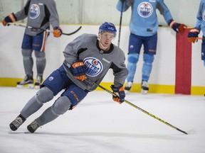 Connor McDavid skates with Edmonton Oilers teammates during held a skate at the Royal Glenora Club leading up to training camp.