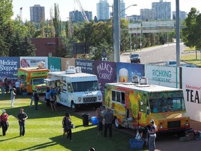 There was a whole lot of food consumption going on at Telus Field in Edmonton on Saturday during the "What the Truck" event. Eleven food trucks were on the baseball field feeding hundreds of people as they enjoyed the warm and sunny afternoon on the field.