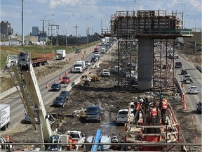 Road construction at the Anthony Henday and Highway 16 in May  2015.